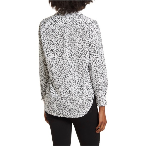 Frank & Eileen Shirt Heart Print Woven Button Up, White Grey Black Size XS NWT - Picture 4 of 11